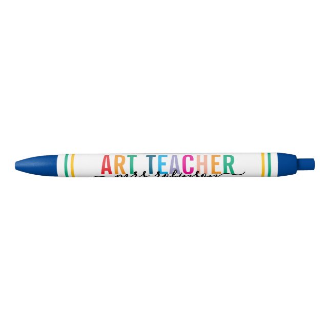 Cute Colorful Art Teacher Pen with Custom Name (Front)