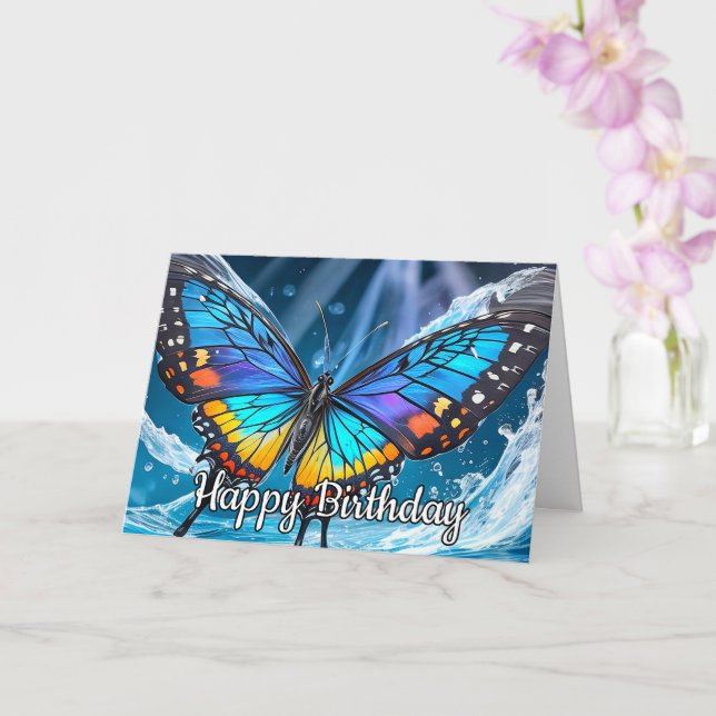 Cute Colorful Artistic Butterfly Design Card (Orchid)