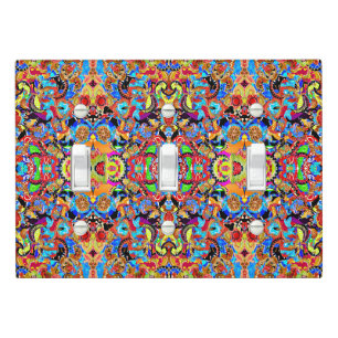Cute colorful artistic flowers patterns light switch cover