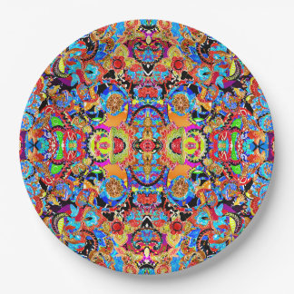 Cute colorful artistic flowers patterns paper plates