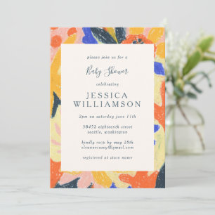 Cute Colorful Artsy Abstract Botanical Baby Shower Invitation