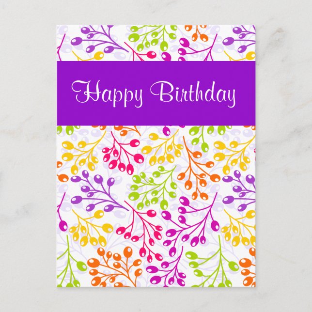 Cute colorful autumn fruits Birthday Postcard (Front)