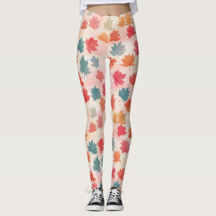 Cute Colorful Autumn Leaf Leggings