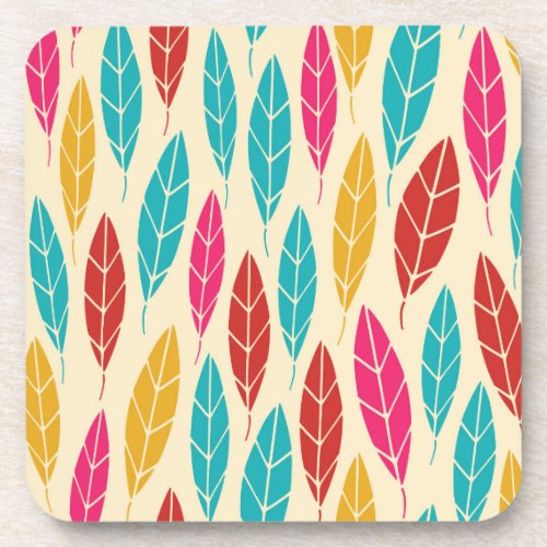 Cute colorful autumn leaves pattern coaster