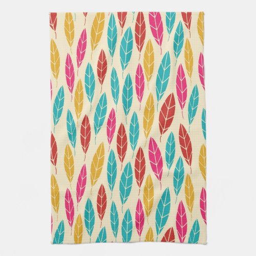 Cute colorful autumn leaves pattern kitchen towel