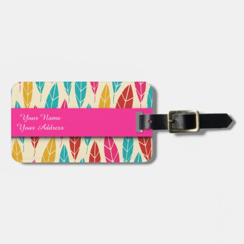 Cute colorful autumn leaves pattern luggage tag