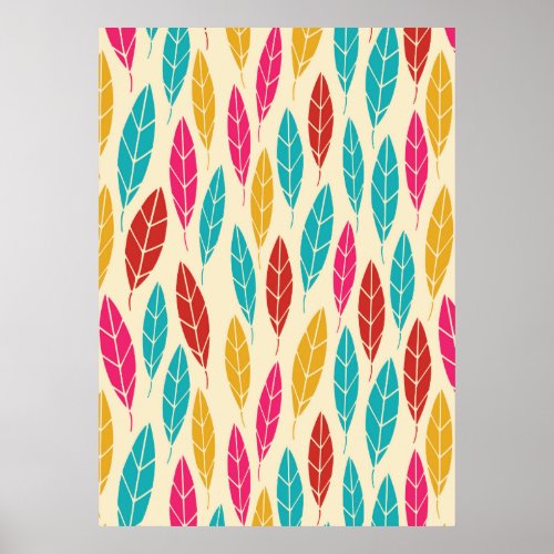 Cute colorful autumn leaves pattern poster