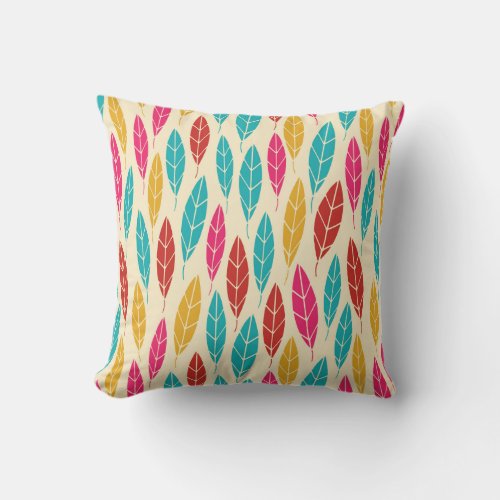 Cute colorful autumn leaves pattern throw pillow