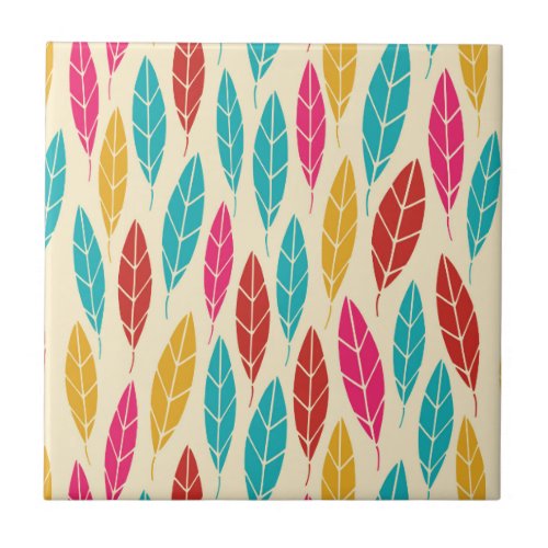 Cute colorful autumn leaves pattern tile