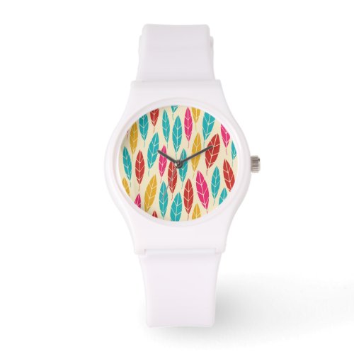 Cute colorful autumn leaves pattern watch