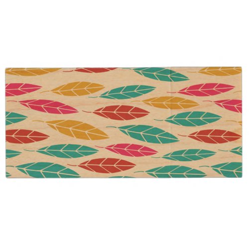 Cute colorful autumn leaves pattern wood flash drive