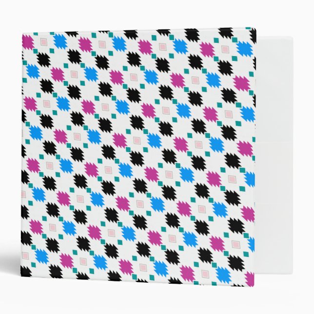 Cute colorful aztec pattern 3 ring binder (Front/Inside)