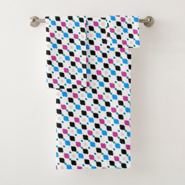 Cute colorful aztec pattern bath towel set (Insitu)