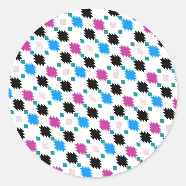 Cute colorful aztec pattern classic round sticker (Front)