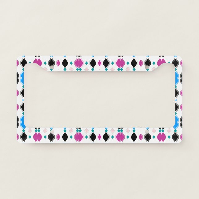 Cute colorful aztec pattern license plate frame (Front)