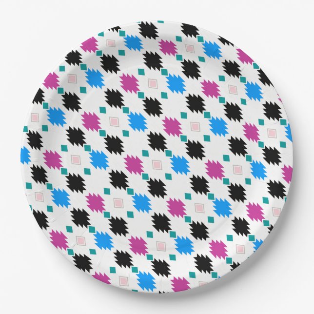 Cute colorful aztec pattern paper plates (Front)