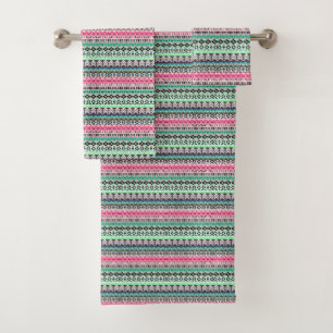 Cute colorful aztec patterns design bath towel set