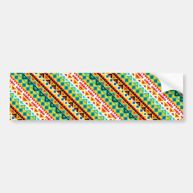 Cute colorful aztec patterns design bumper sticker (Front)