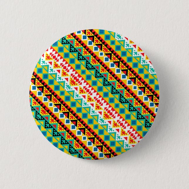 Cute colorful aztec patterns design button (Front)
