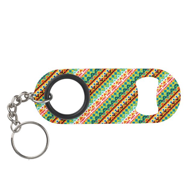 Cute colorful aztec patterns design keychain bottle opener (Back Horizontal)