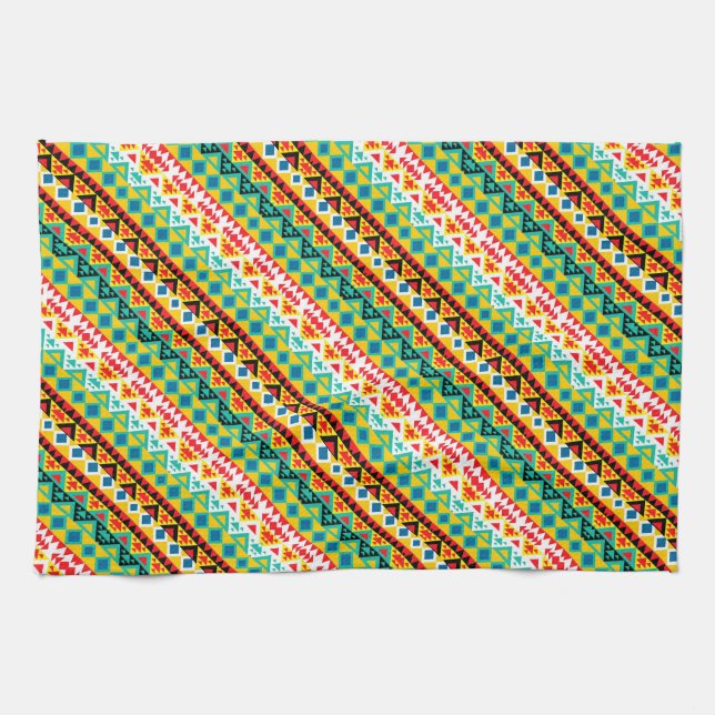 Cute colorful aztec patterns design kitchen towel (Horizontal)
