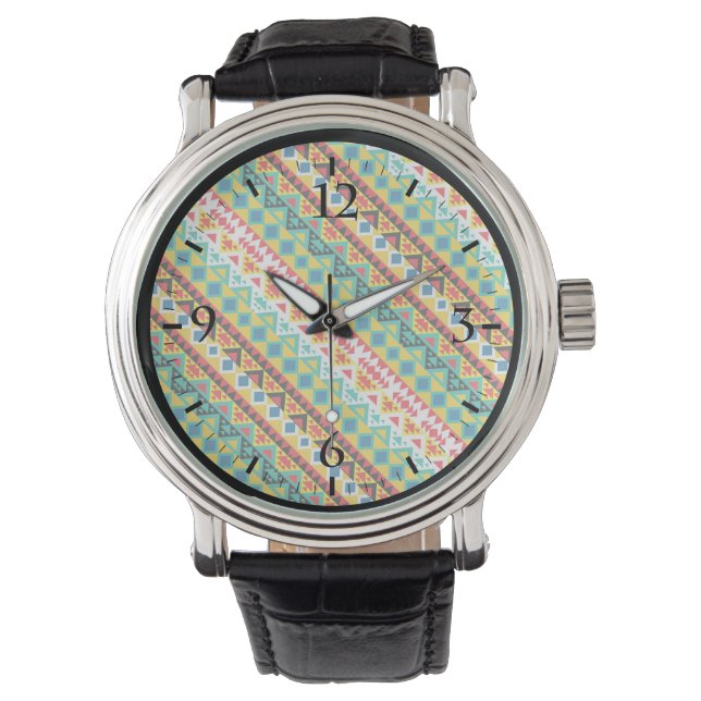 Cute colorful aztec patterns design paper cup watch (Front)