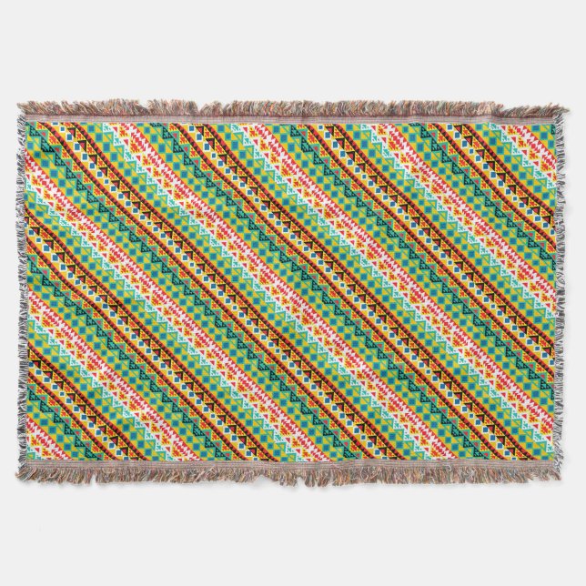Cute colorful aztec patterns design throw blanket (Front)