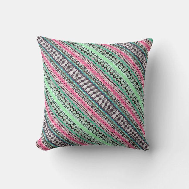 Cute colorful aztec patterns design throw pillow (Front)