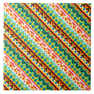 Cute colorful aztec patterns design tile