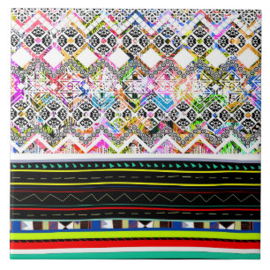 Cute colorful aztec tribal patterns ceramic tile