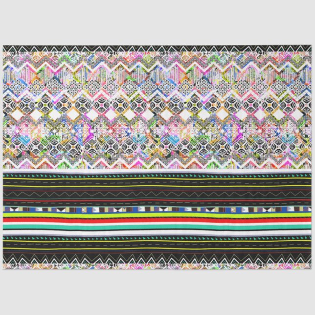 Cute colorful aztec tribal patterns tissue paper (Front)