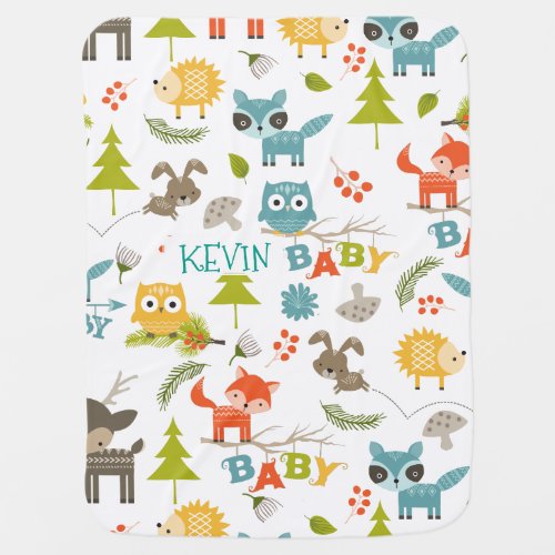 Cute Colorful Baby Animals Kids Design Stroller Blanket