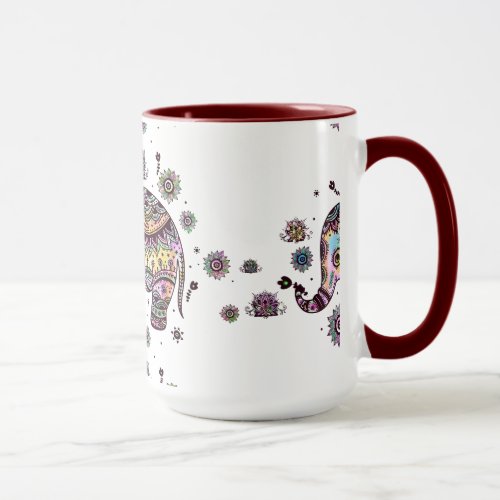 Cute Colorful Baby Elephant Illustration Mug