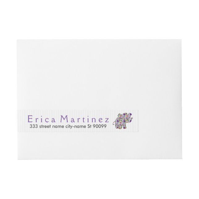 Cute Colorful Baby Elephant Wrap Around Address Label (Front)