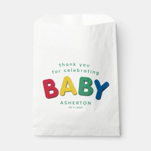 Cute colorful baby personalized baby shower favor bag