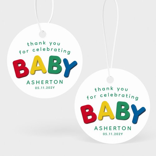 Cute colorful baby personalized baby shower favor tags