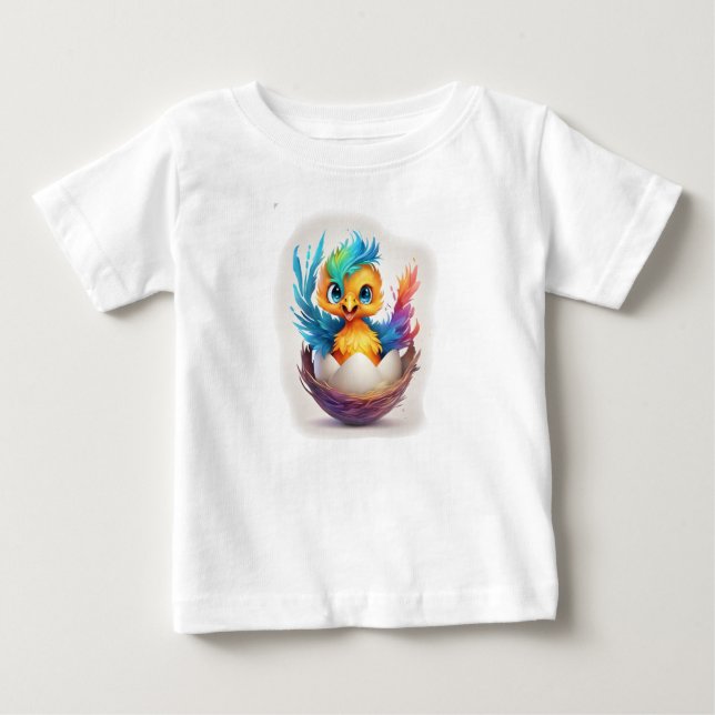 Cute Colorful Baby Phoenix Hatching Baby T-Shirt (Front)