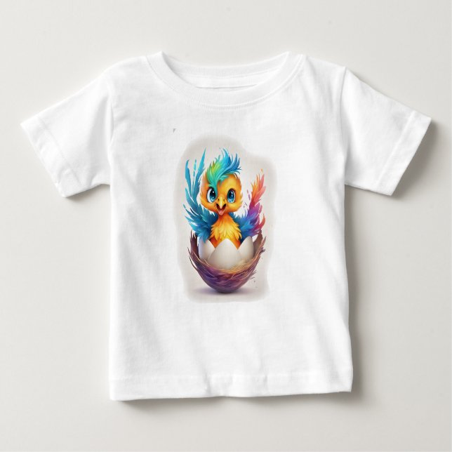 Cute Colorful Baby Phoenix Hatching T-Shirt (Front)