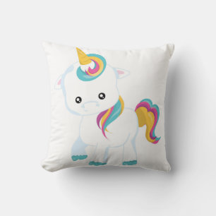 Cute Colorful Baby Unicorn Throw Pillow