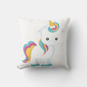 Cute Colorful Baby Unicorn Throw Pillow