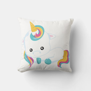 Cute Colorful Baby Unicorn Throw Pillow