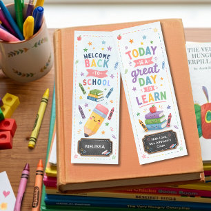 Cute Colorful Back To School Classroom Student Bookmarks