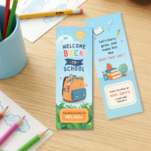 Cute Colorful Back To School Student Teacher Name Bookmarks