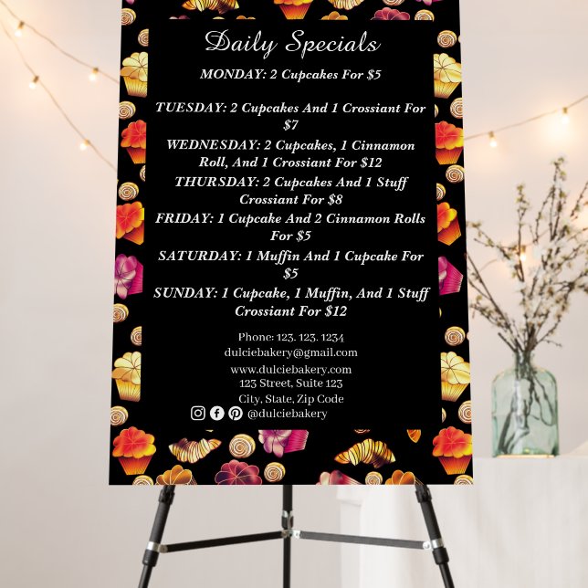 Cute Colorful Bakery, Chef, Caterer, Pastry Maker  Foam Board (In Situ (Stand))