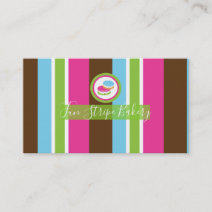 Cute Colorful Bakery Macaroons Fun Stripe Business Card