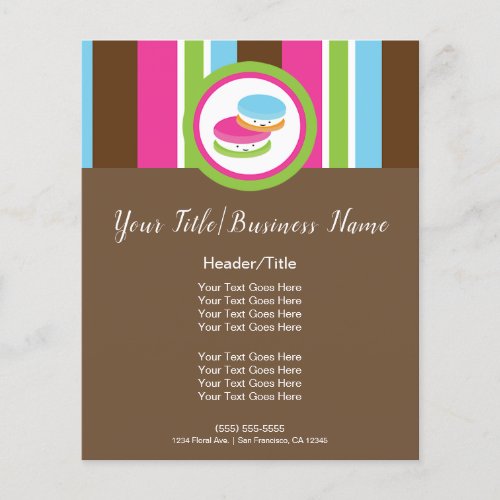 Cute Colorful Bakery Macaroons Fun Stripe Flyer