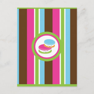 Cute Colorful Bakery Macaroons Fun Stripe Flyer Postcard