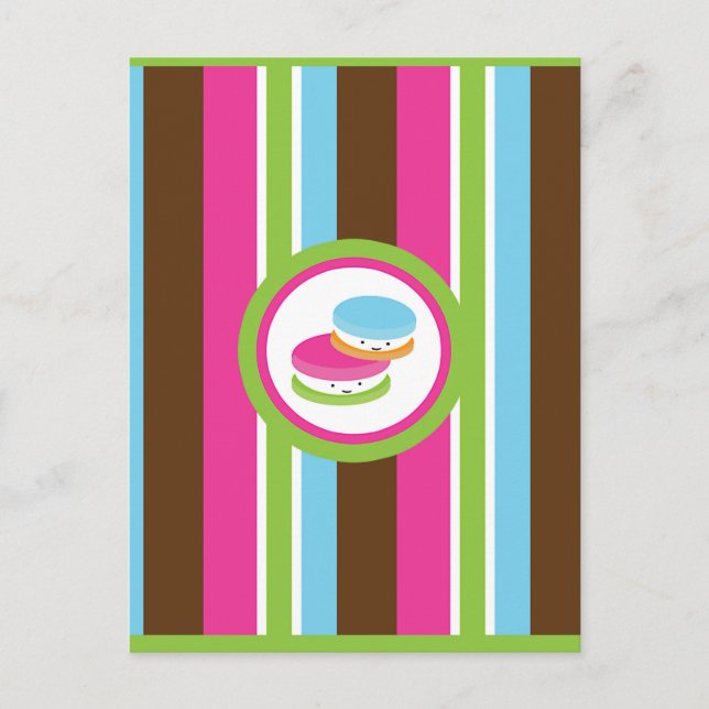 Cute Colorful Bakery Macaroons Fun Stripe Flyer Postcard (Front)