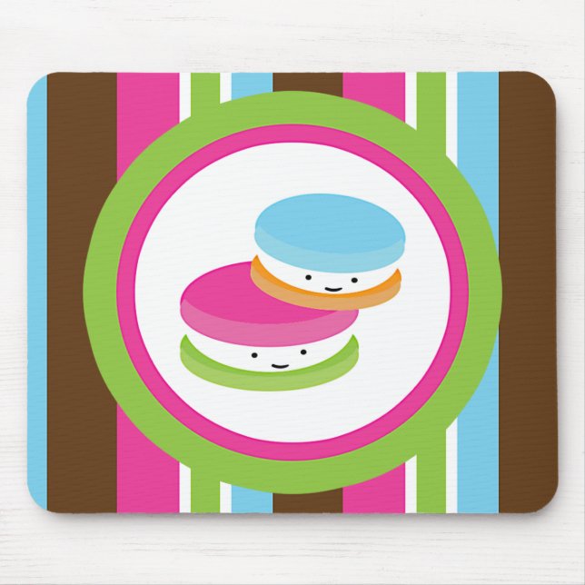 Cute Colorful Bakery Macaroons Fun Stripe Mouse Pad (Front)