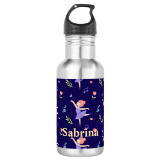 Cute Colorful Ballerina Girls' Personalized Stainless Steel Water Bottle